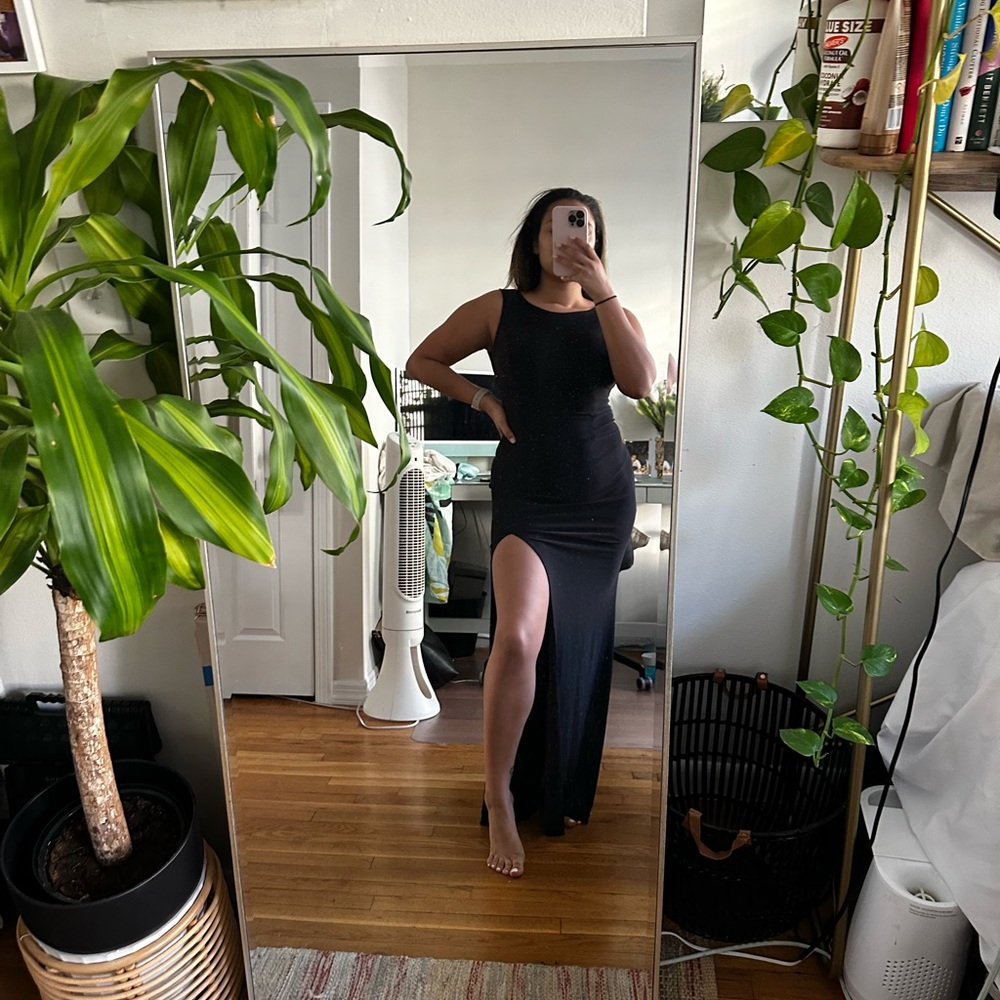 Black gown with beading